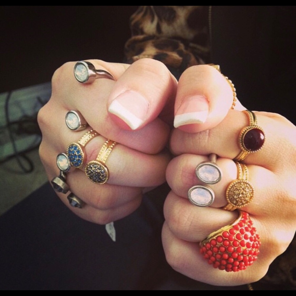 Skinny StyLe Domed Finger Candy Ring W/Beads Orange-Turquoise $55‎